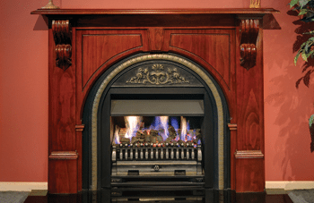 Real Flame Victorian Arched Mantelpiece