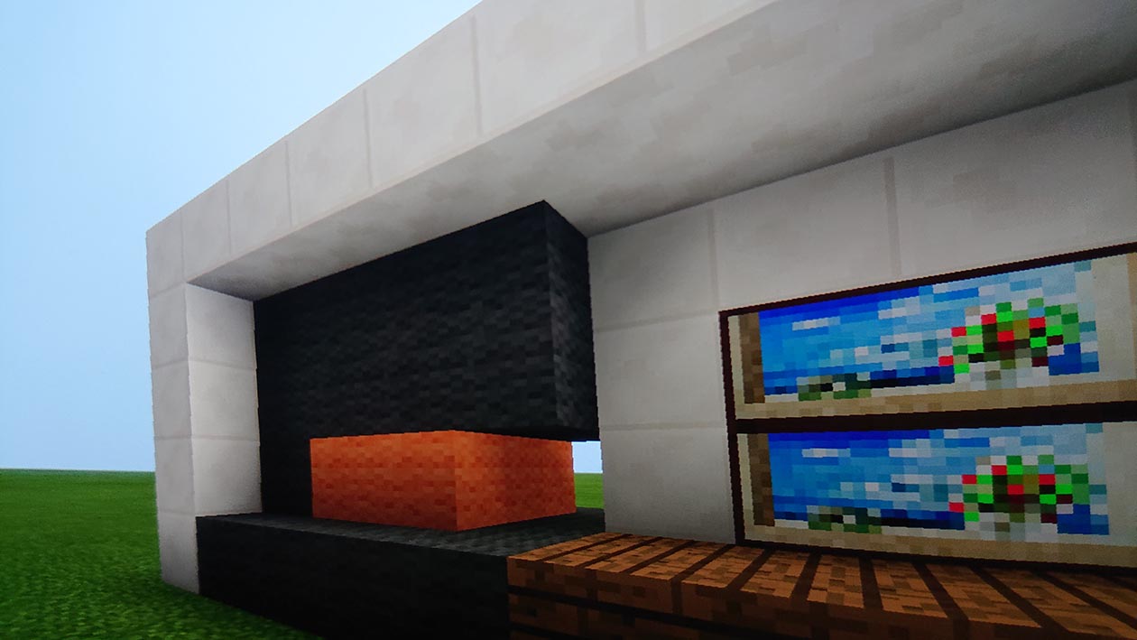 Minecraft design of the fireplace