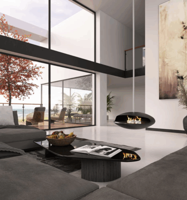 Decoflame Espoo Net Zero Suspended Ceiling Electric Connected BEV Fireplaces for Homes