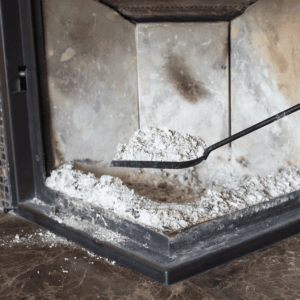 Fireplace Cleaning - Removing leftover flue from fireplace