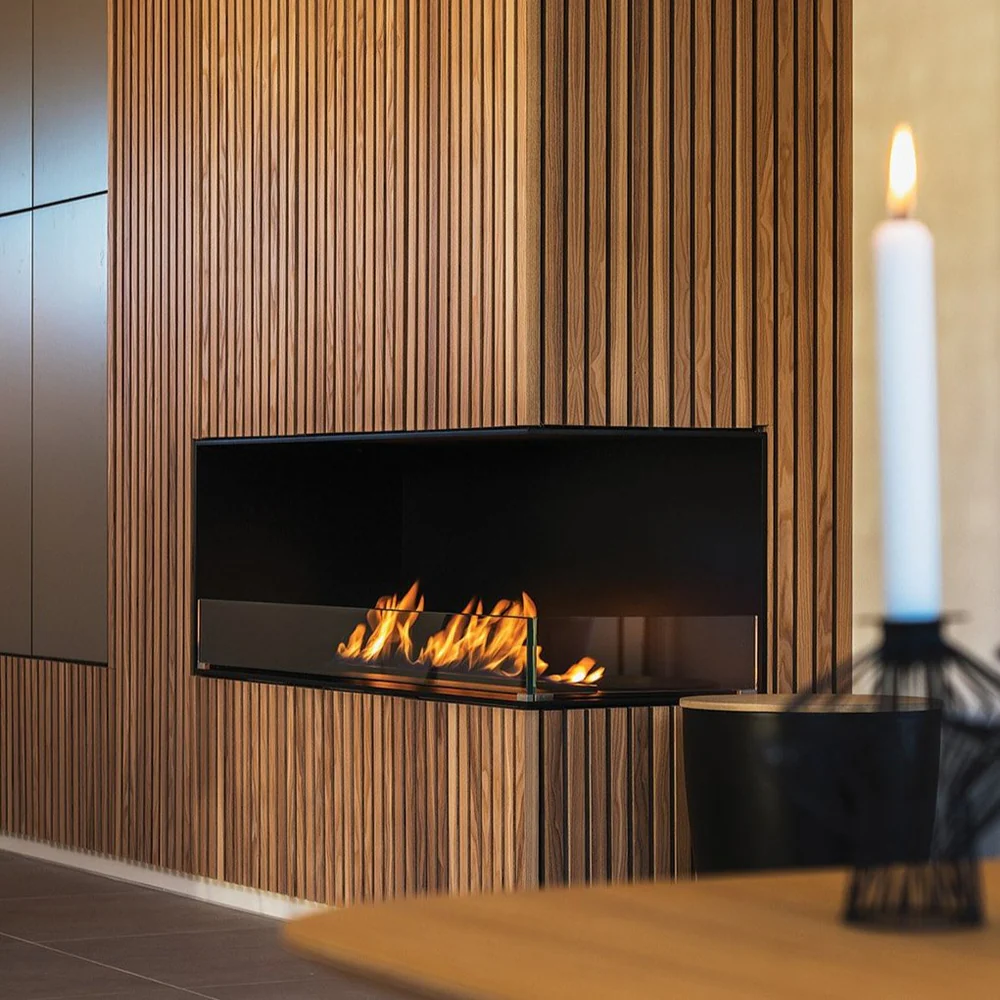 Premium Decoflame Montreal Right Corner Net Zero Built-In Fireplace with BEV Technology for Homes