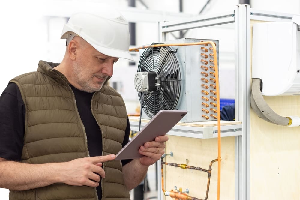 technician checking maintenance split system